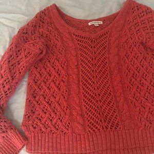 american eagle cable knit cozy sweater pink, mid 2000s elena gilbert preppy